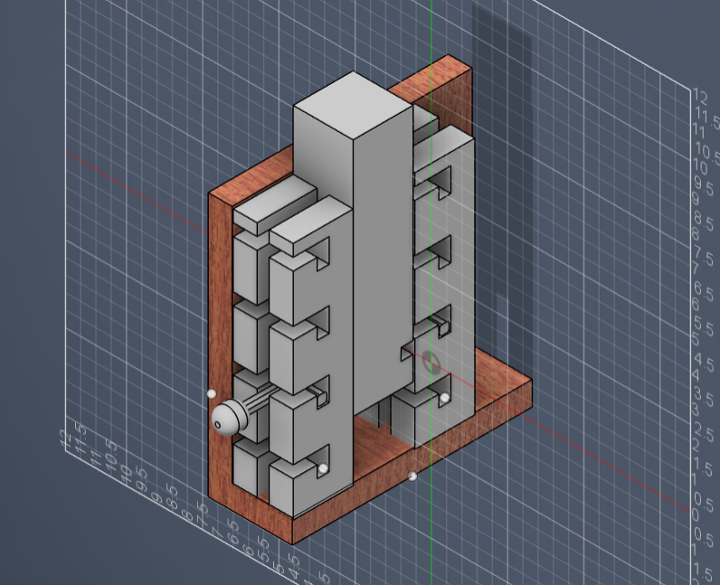 CAD model of the dual telescopic column push-pin mechanism in Autodesk Inventor