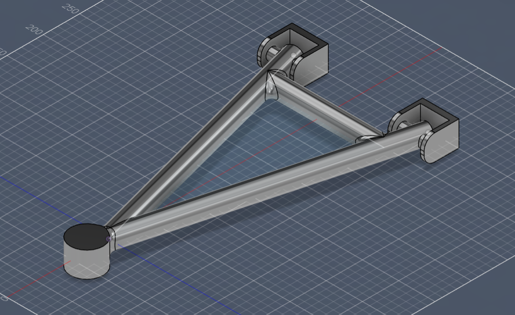 Wishbone model in Autodesk Inventor — isometric view