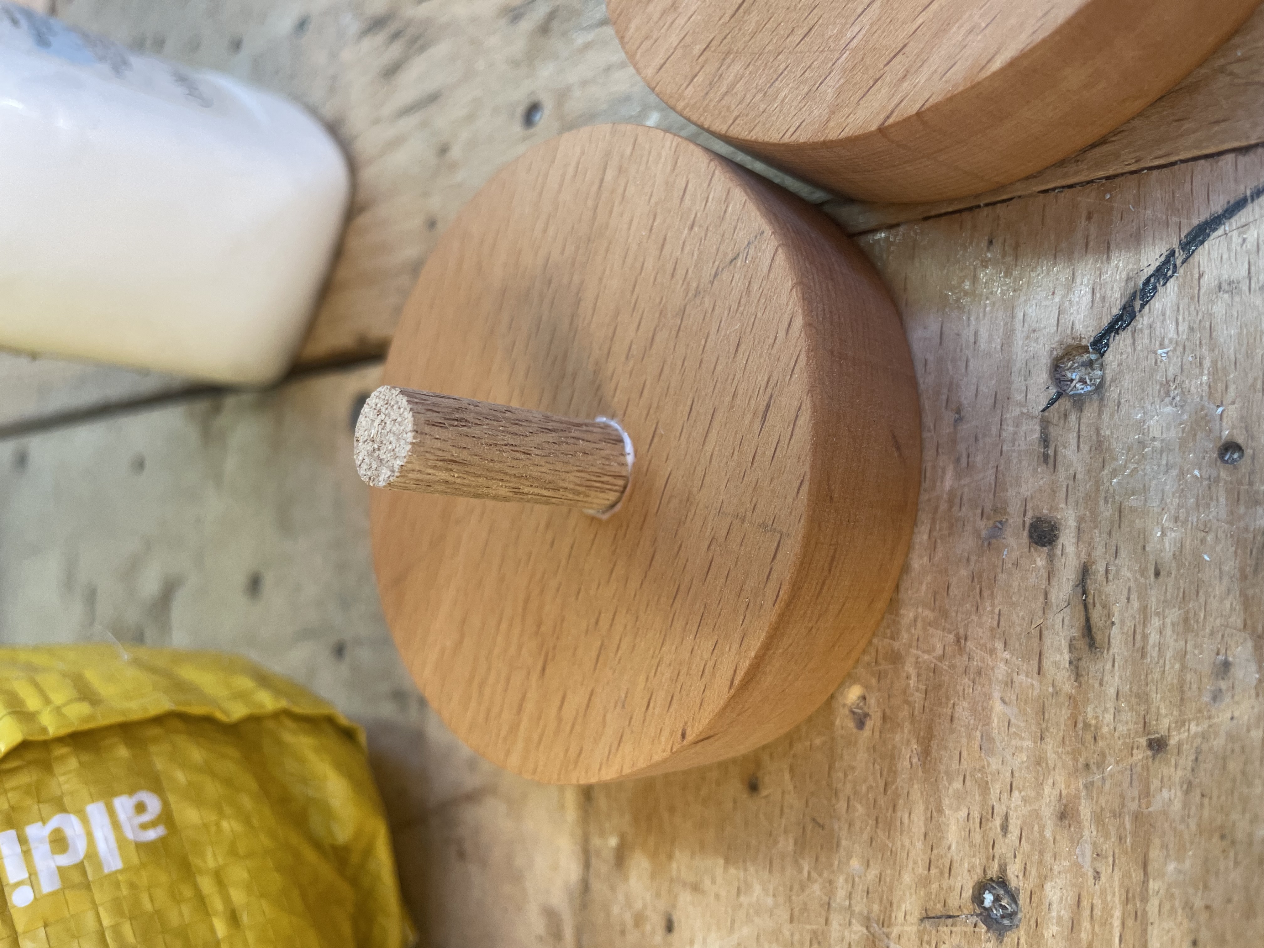Beech wheels with dowel axles