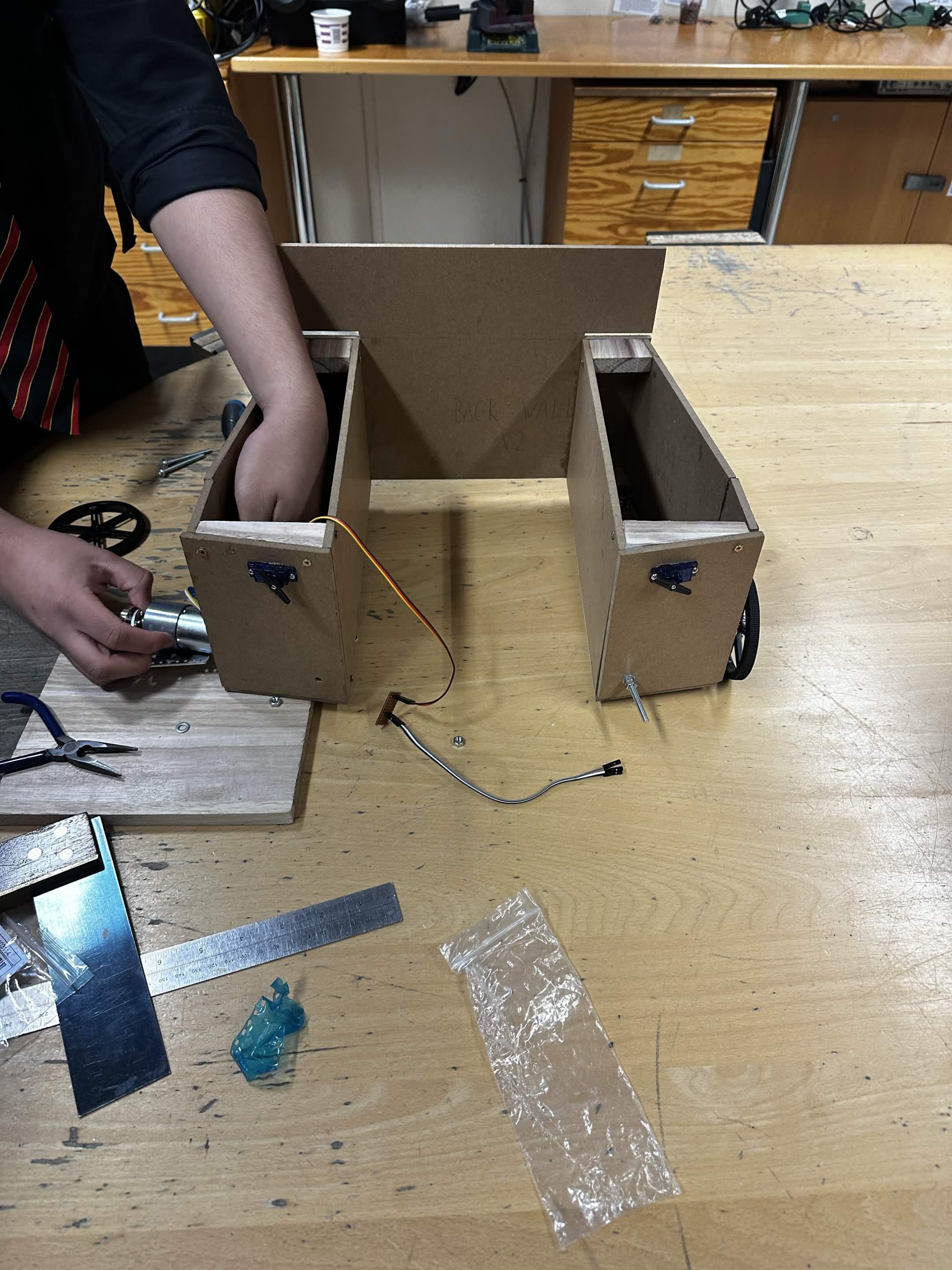 Electronics being fitted into the chassis
