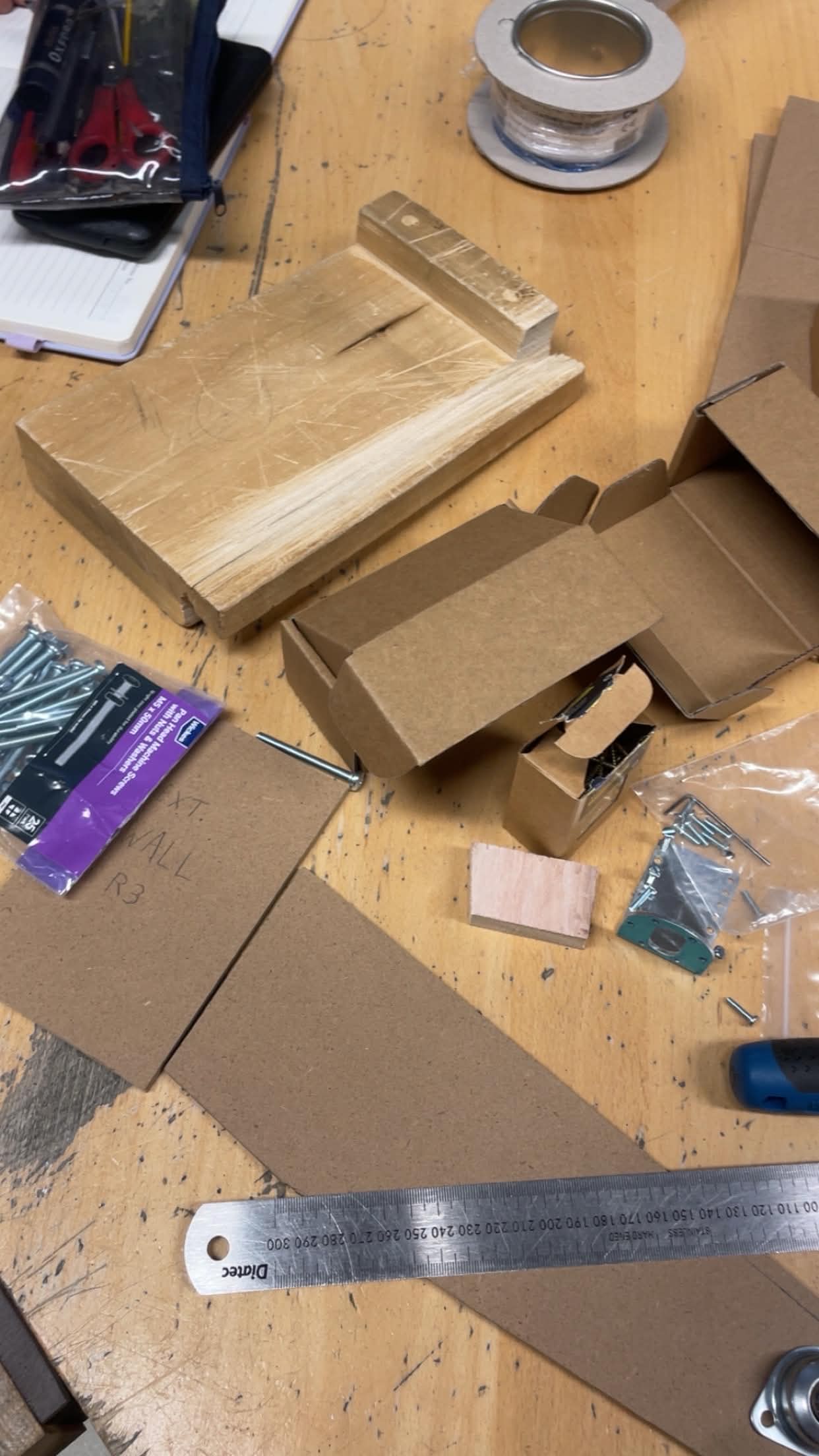 Cut MDF panels laid out before assembly